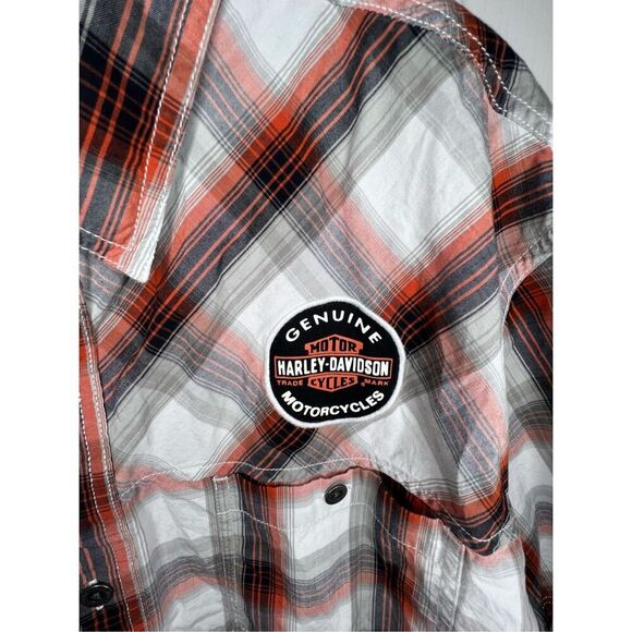 Harley Davidson Button Up Short Sleeve Shirt With Genuine Oil Patches - Picture 2 of 7